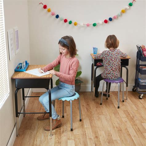 Open Front Student Desk with Metal Storage Book 